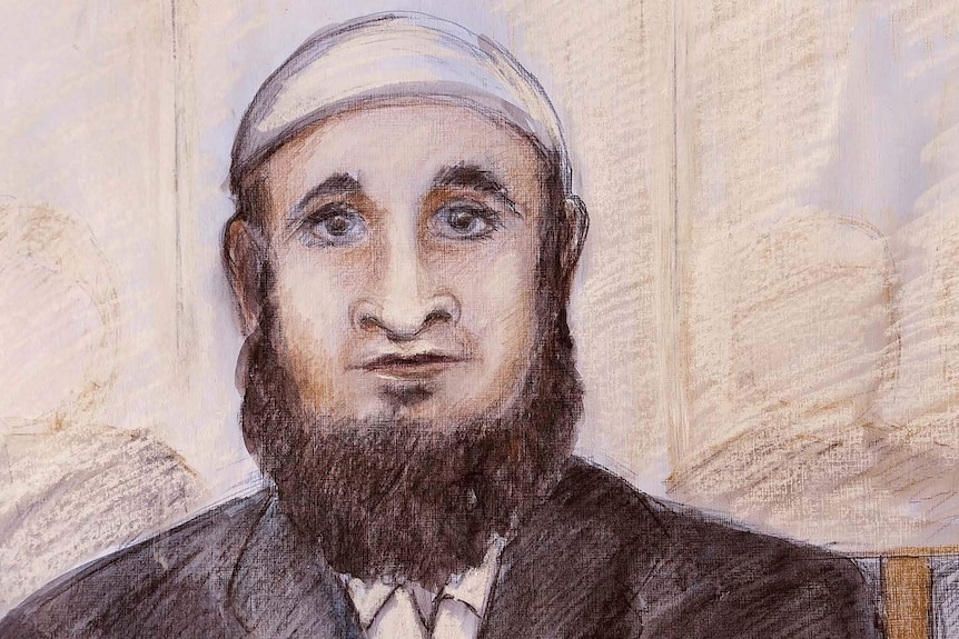 Court sketch of Agim Kruezi