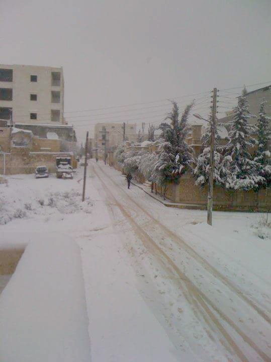 Snow in Amina's suburb in Aleppo.