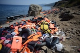 Beaches in Lesbos, Greece covered in life jackets and boats from asylum seekers September 12, 2015.jpg