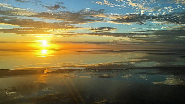 Lake Eyre after rain closes SA outback roads in March 2016.