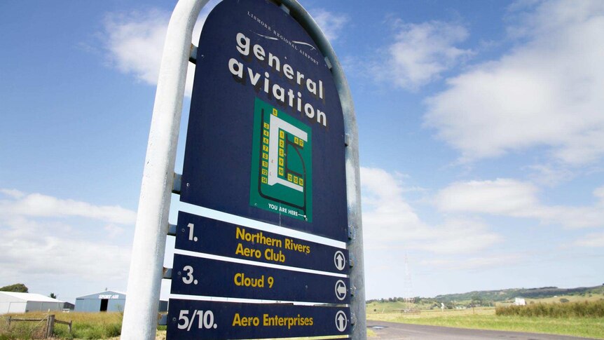 Sign stating Lismore Regional Airport, General Aviation.