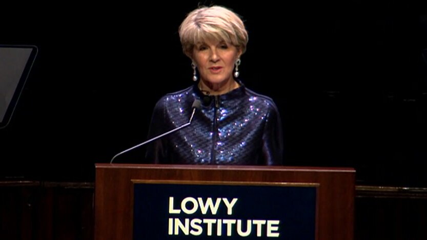 Julie Bishop speaking at the Lowy Institute event