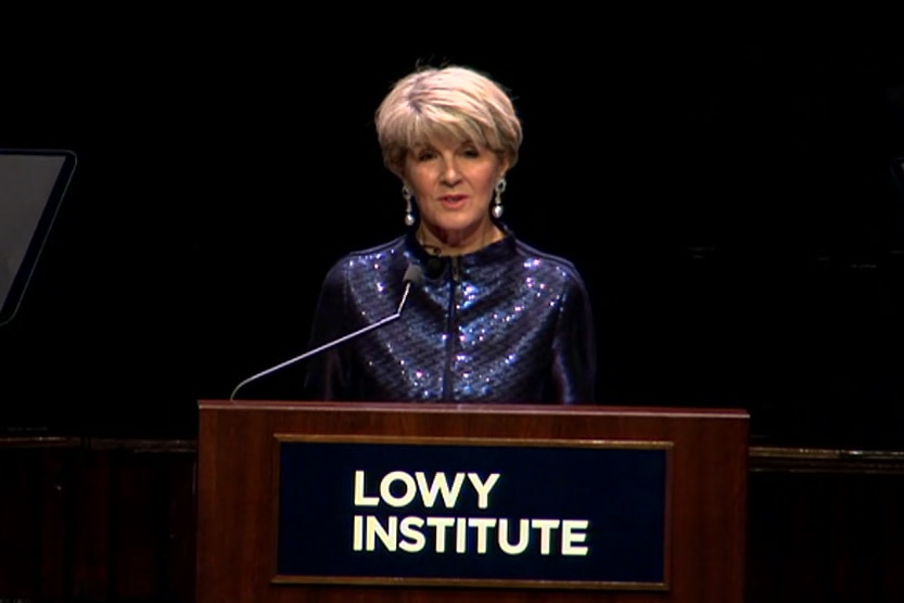 Julie Bishop speaking at the Lowy Institute event