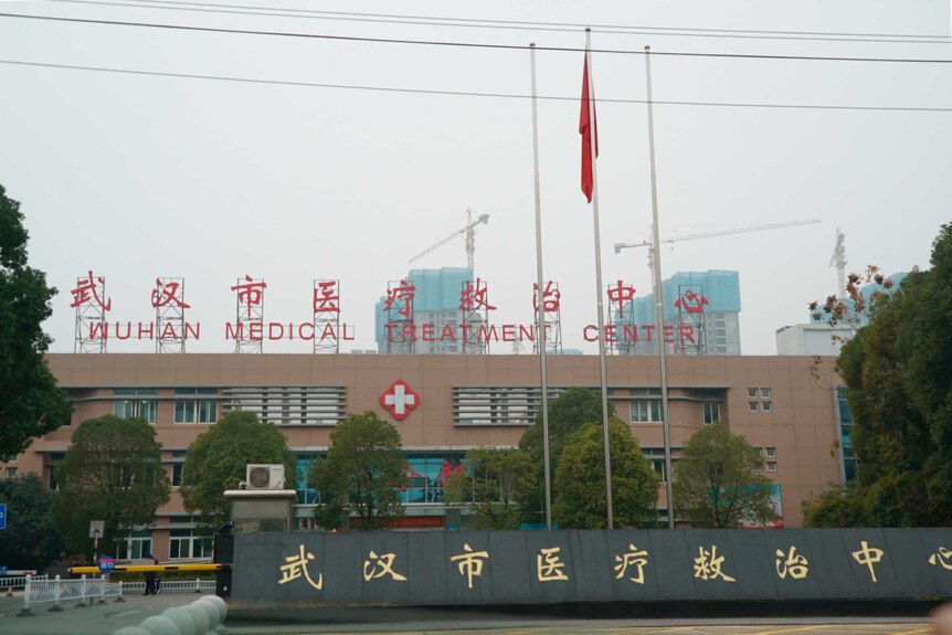 Wuhan Medical Treatment Centre, where some infected with a novel coronavirus are being treated. It is a big brown building.