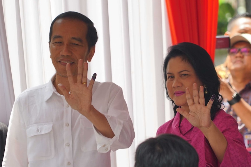 Indonesian president Joko Widodo and his wife.