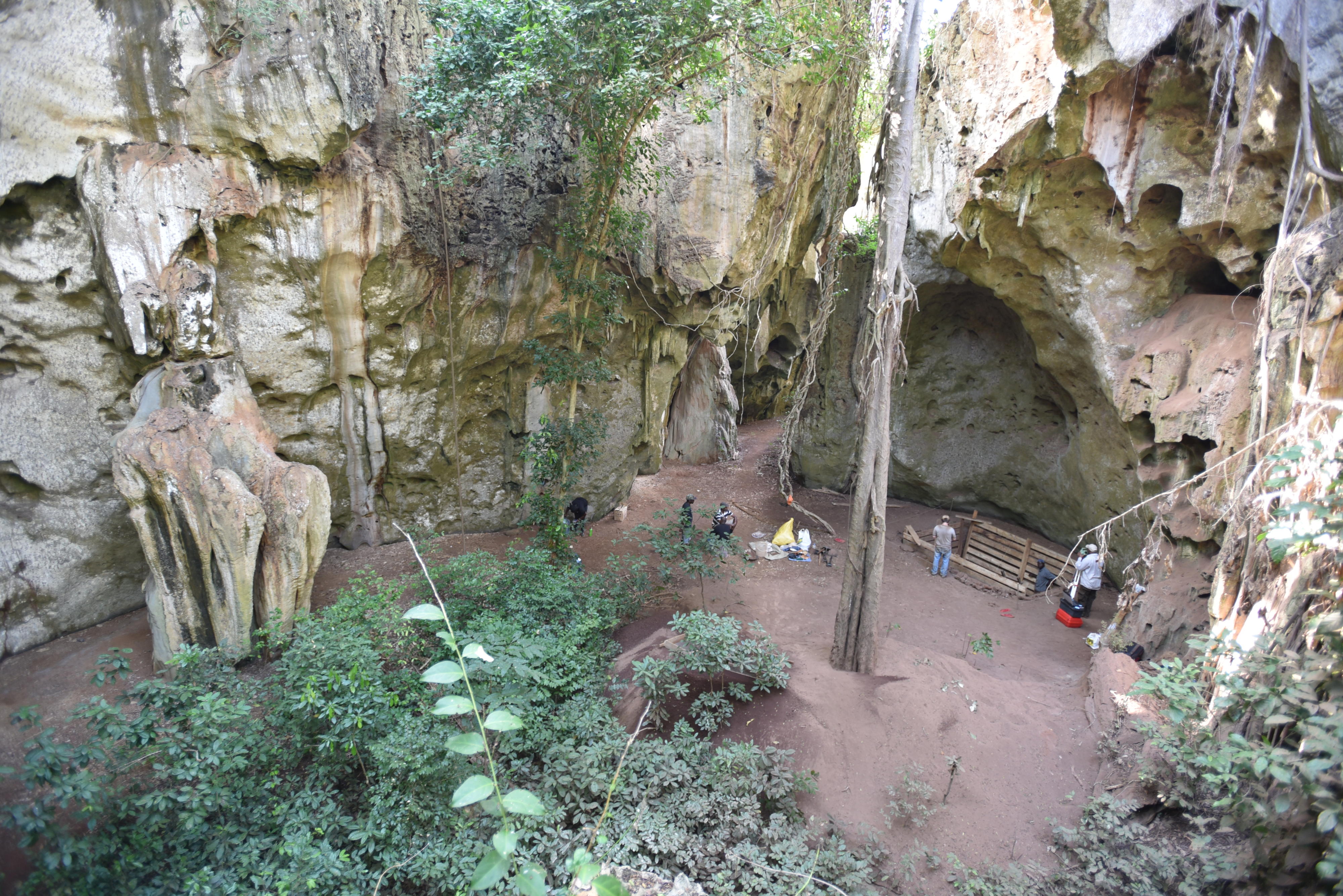 Excavations at a cave