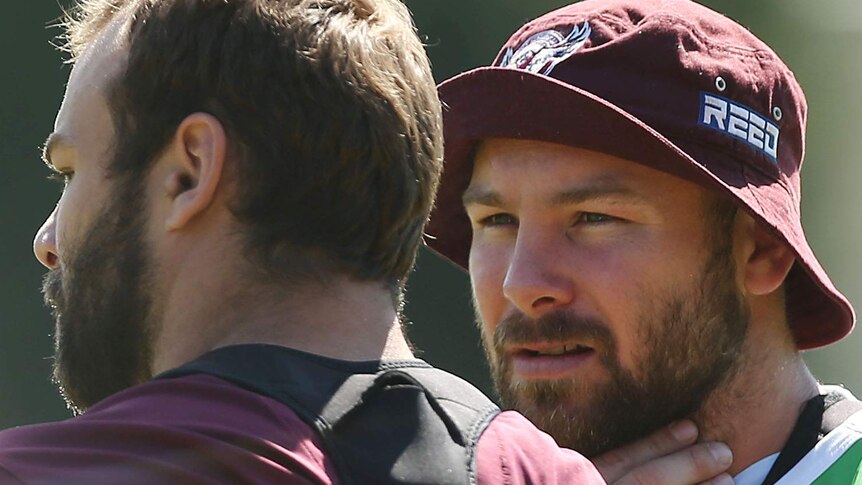 Stewart brothers confer at Manly training
