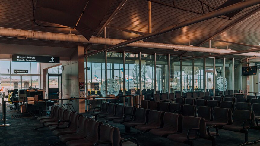 An empty departures terminal at Wagga Wagga regional airport