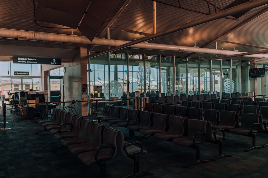 An empty departures terminal at Wagga Wagga regional airport