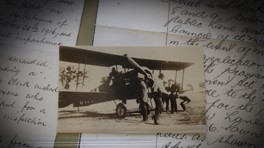Sepia historic photo of plane
