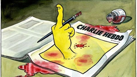 Cartoon following attack on Charlie Hebdo offices