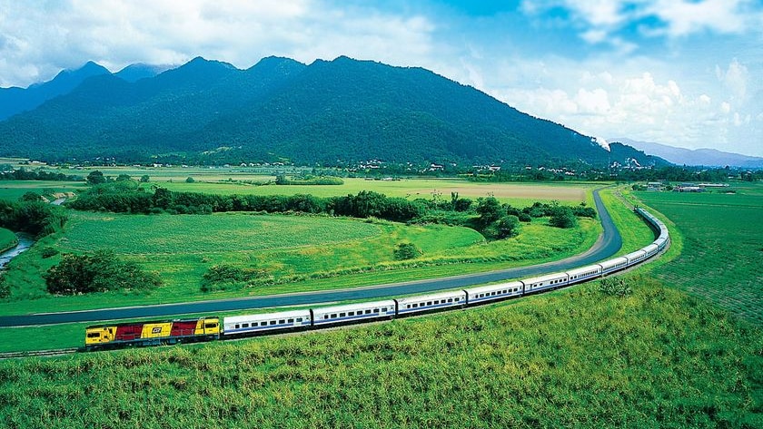 The Sunlander makes its way through the Queensland countryside