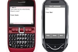 A short SMS conversation shown on two mobile phone screens.