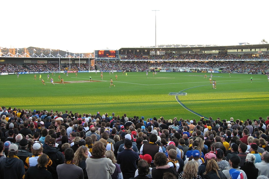 A football match on an oval