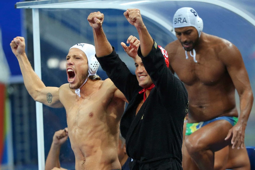 Brazil celebrates in water polo