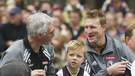Collingwood coach Mick Malthouse and captain Nathan Buckley