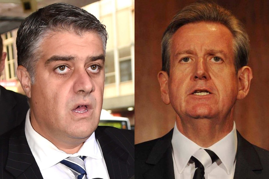 Barry O'Farrell (right) was brought before ICAC after he was mentioned by Nick Di Girolamo.