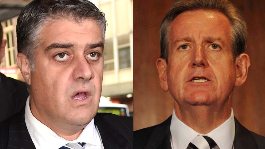 Barry O'Farrell (right) was brought before ICAC after he was mentioned by Nick Di Girolamo.