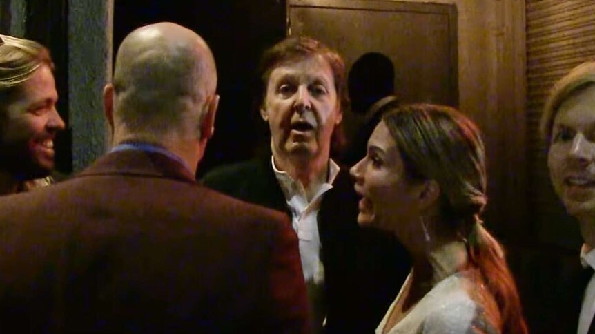 Paul McCartney, Beck and Taylor Hawkins try to enter a Grammys afterparty