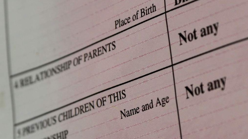 A birth certificate reads "Not any" in a field named 'Relationship of Parents'.