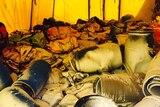 Inside the storage tent after the avalanche.