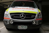 Ambulance under cover Royal Hobart Hospital Emergency area.JPG