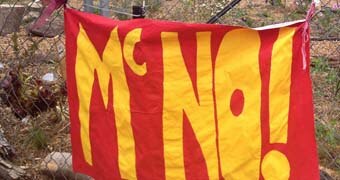 McNo McDonald's protest sign