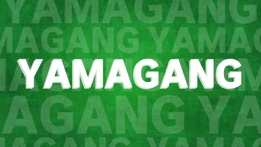 The word 'YAMAGANG' is written in block white text with a green background. 