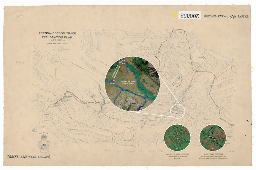 An old map superimposed with satellite imagery