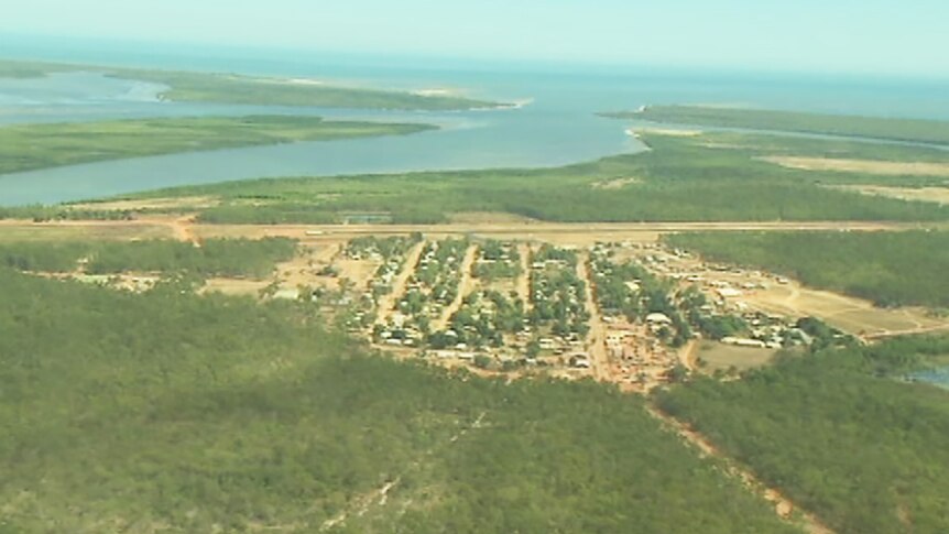 Aerial shot of the remote Cape York town of Aurukun