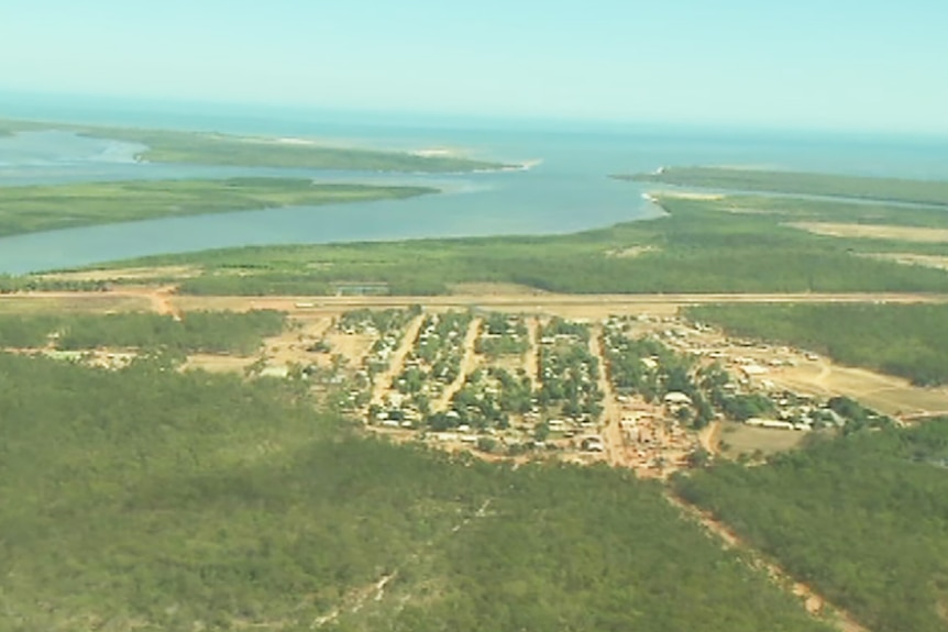 Aerial shot of the remote Cape York town of Aurukun