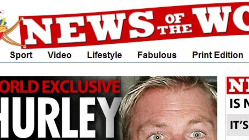 The News of the World home page revealing that Liz Hurley had dumped Shane Warne