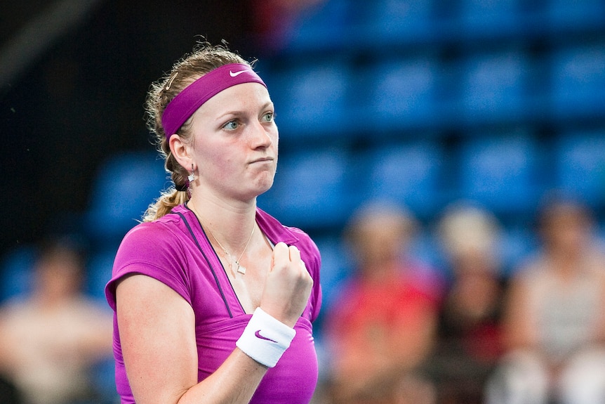 Too classy ... Petra Kvitova of Czech Republic celebrates a point against Tsvetana Pironkova (Tony McDonough: AAP Image)