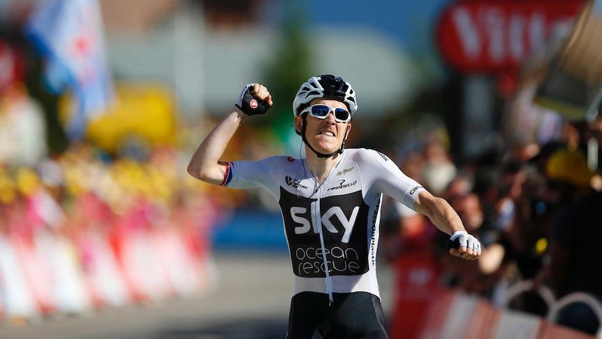 Geraint Thomas celebrates stage-11 win at Tour de France