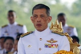 Thailand's new King Maha Vajiralongkorn watches the annual Royal Ploughing Ceremony