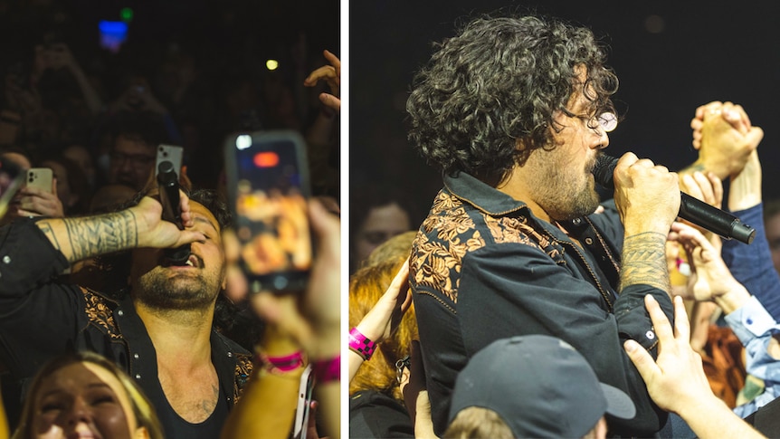 Dave Le'aupepe gets amongst the crowd at Gang Of Youths show in Perth