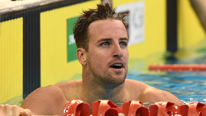James Magnussen after semi-finals of men's 100m freestyle at 2016 Australian Swimming Championships.