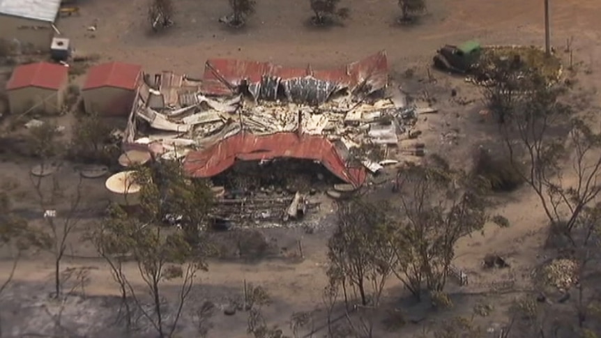 An aerial view of a house that was destroyed in a bushfire near Esperance.