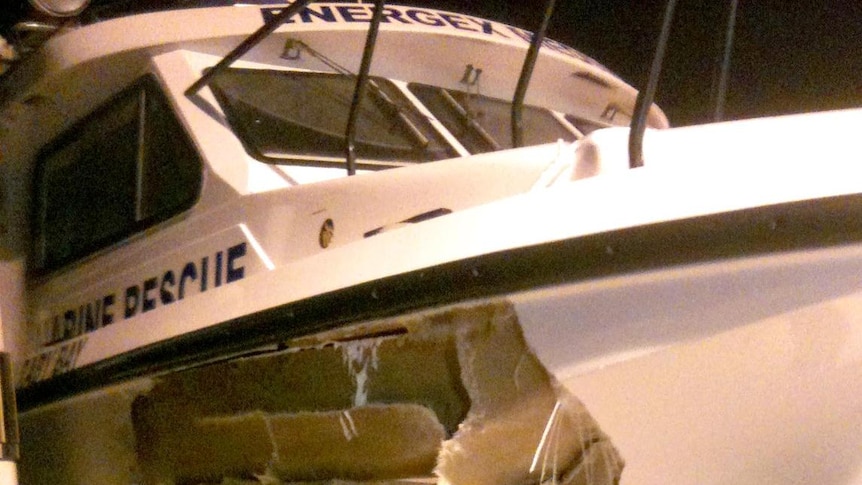 The boat had to be towed backwards to its base at Raby Bay to prevent it from sinking.