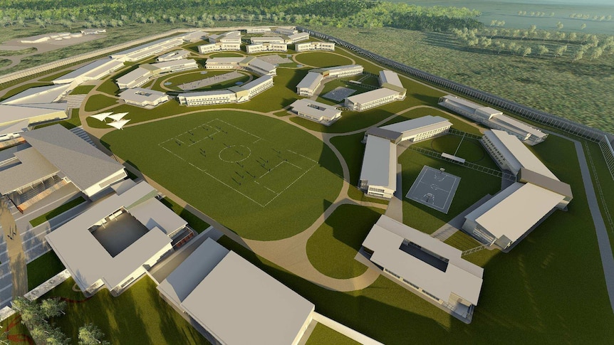 An artist's impression of the new Grafton prison including buildings and surrounds.