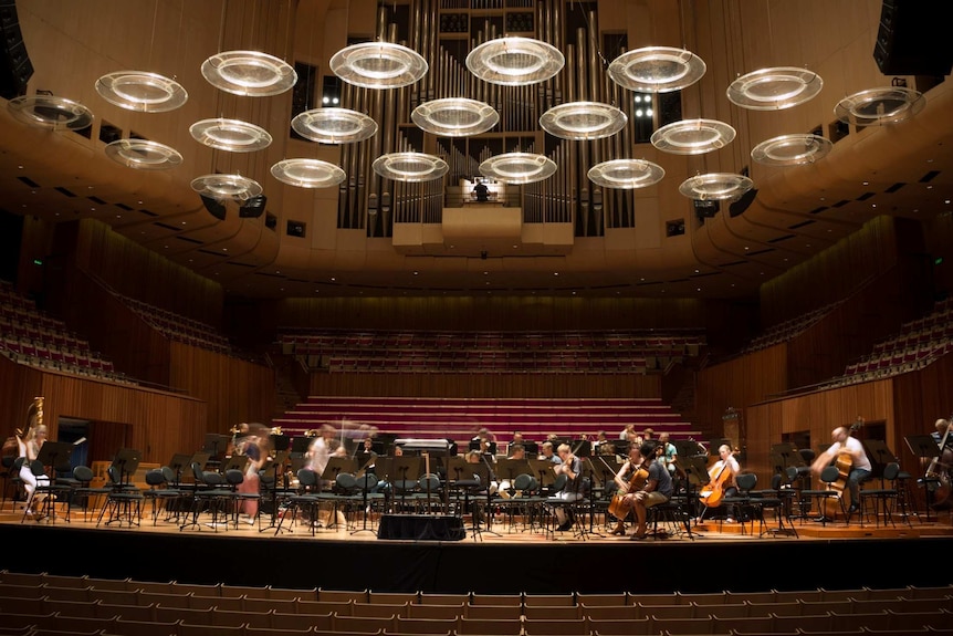 The Sydney Symphony Orchestra rehearsing at the Sydney Opera House