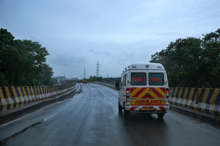 Ambulance in India rushes to a hospital