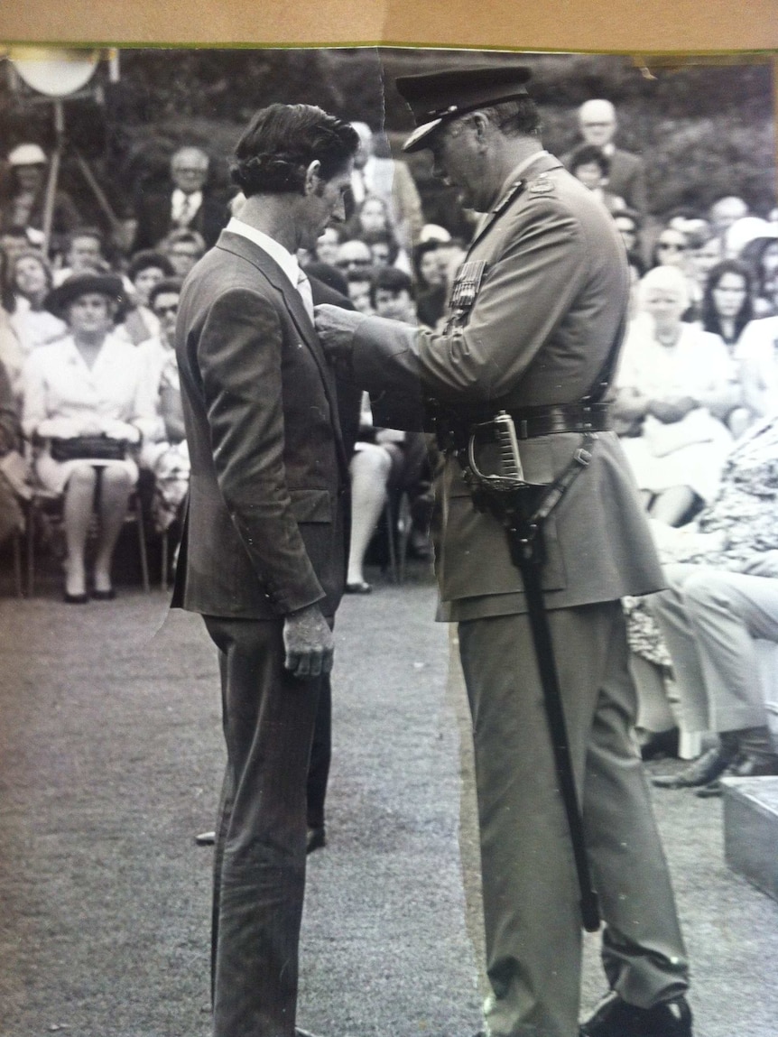 Rex Beaver is presented with a Queen's Commendation for Brave Conduct in Sydney in April, 1972.