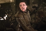 Arya fights the undead at Winterfell in Game of Thrones.
