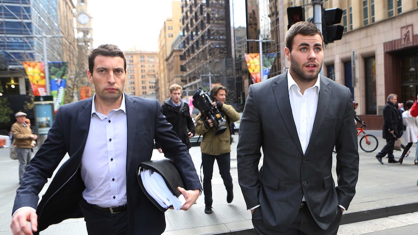 Cronulla's Wade Graham leaves his lawyer's office in Sydney