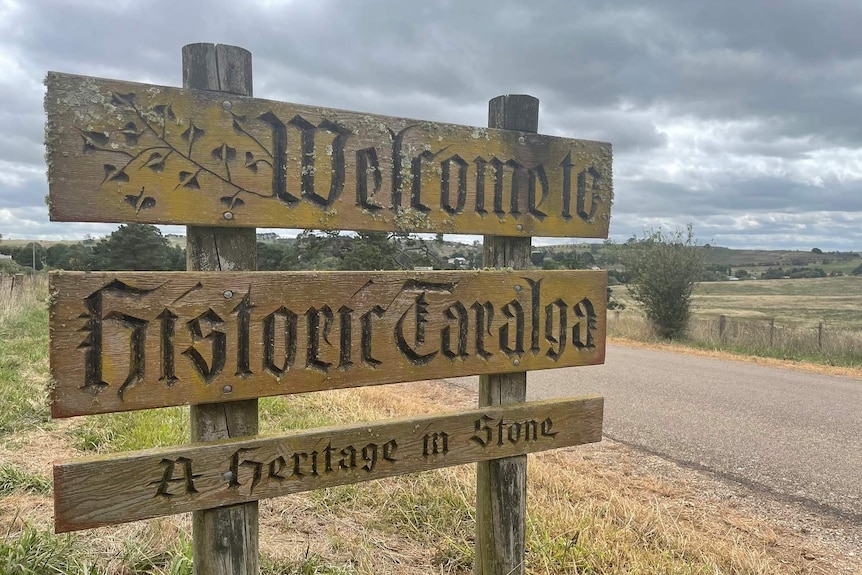 A wooden sign at the entrance to Taralga.