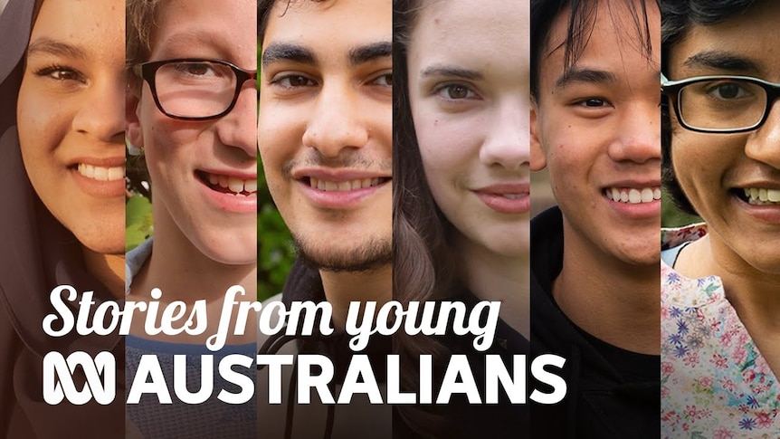 Pictures of a number of faces with the word Stories of Young Australians overlayed