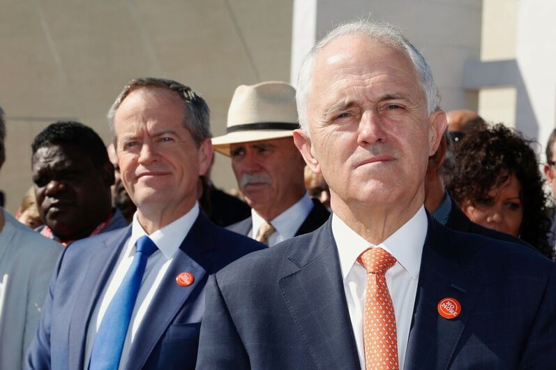 Malcolm Turnbull and Bill Shorten at Indigenous domestic violence event