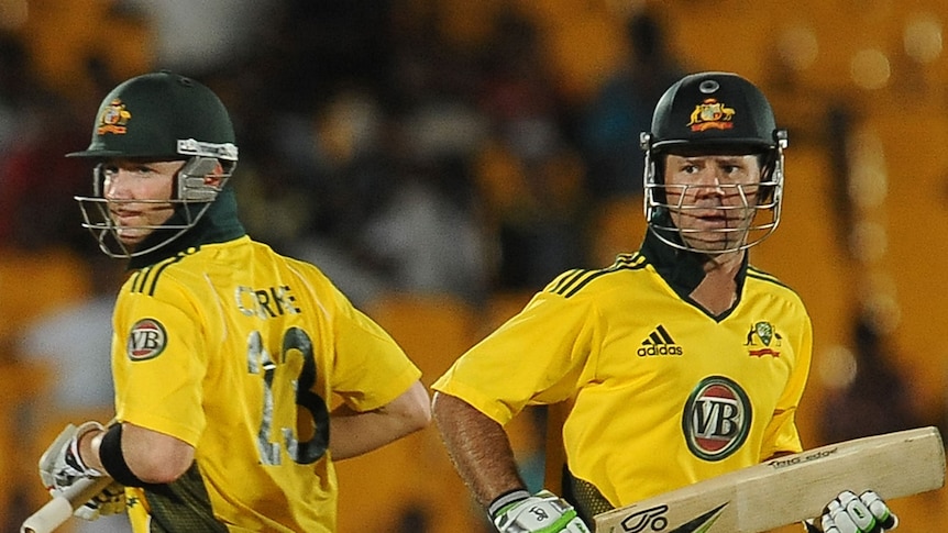 Clarke and Ponting have looked the most comfortable against spin in this ODI series. (AFP: Lakruwan Wanniarachchi)