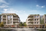 An artist's impression of two four-storey apartment buildings